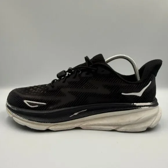 Hoka One One Clifton 9 Men's Size 9.5 D Black White Running Shoes Sneakers - Picture 2 of 8